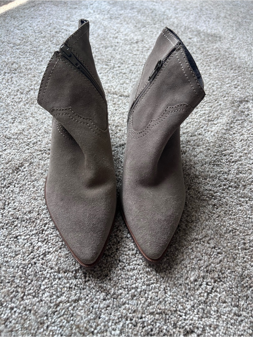 Seychelles Gray Suede Pointed-Toe Ankle Booties